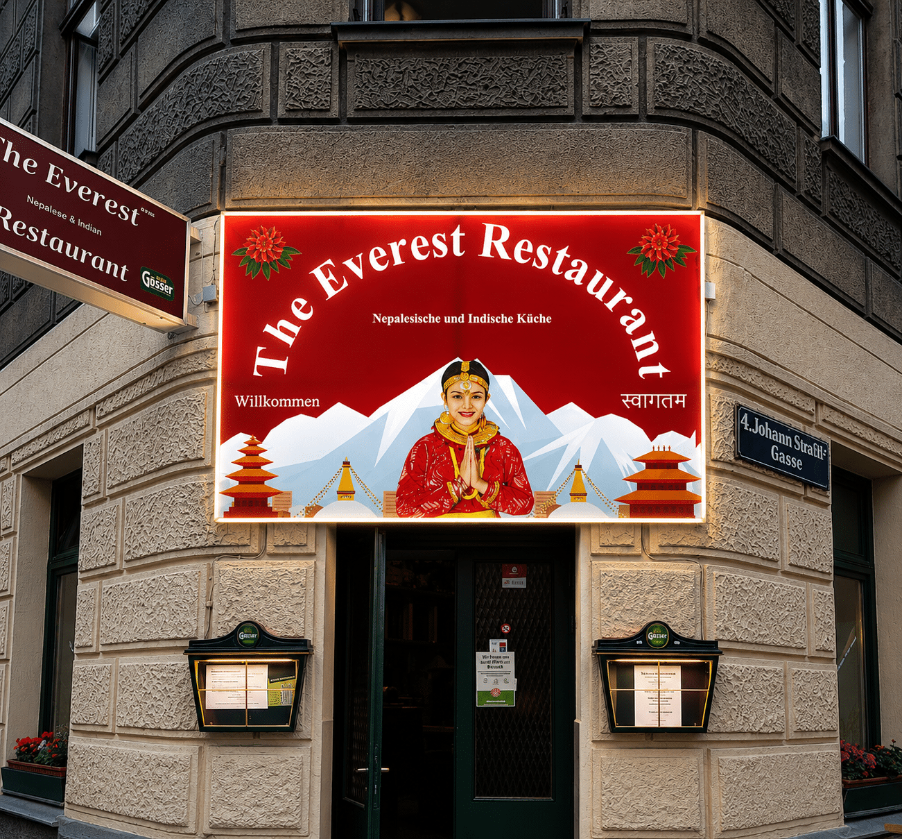 LED-Textilspannrahmen für The Everest Restaurant