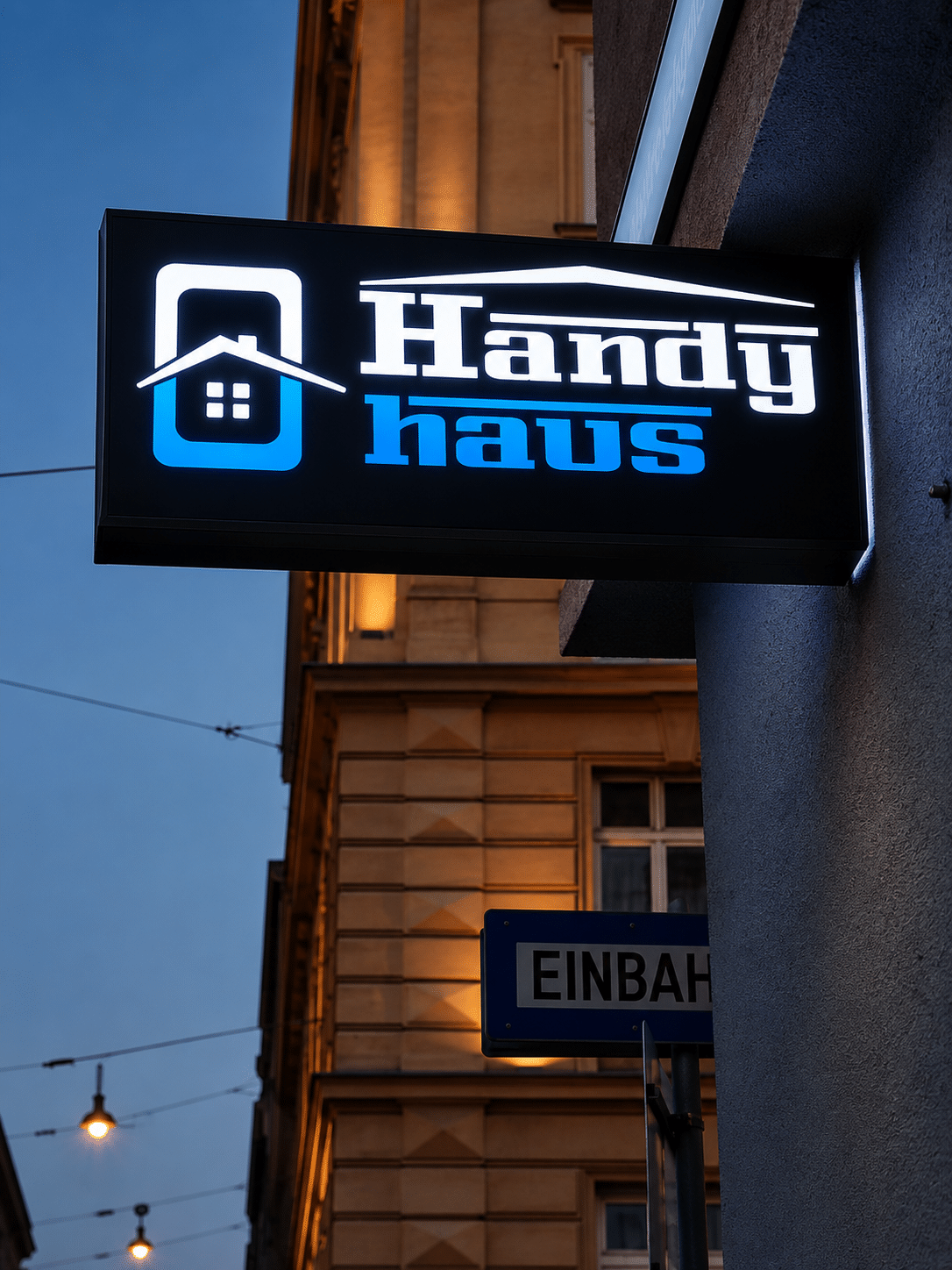 Handyhaus Leuchtwerbeschild