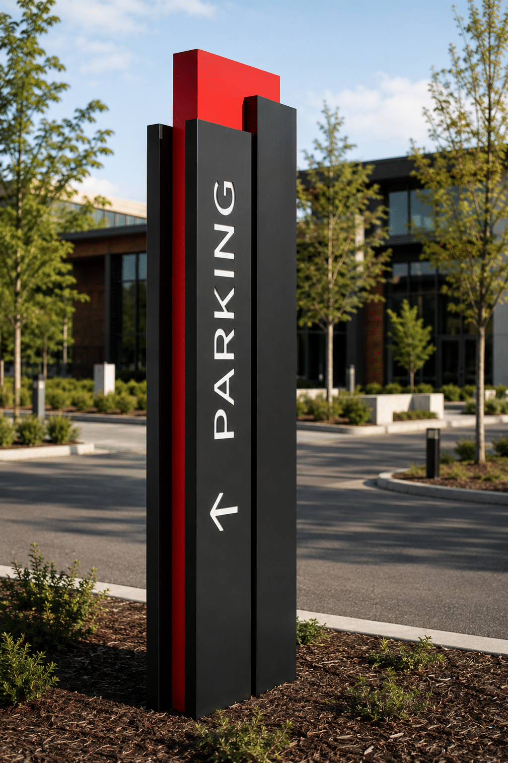 Moderner Werbepylon für Geschäftsstandort