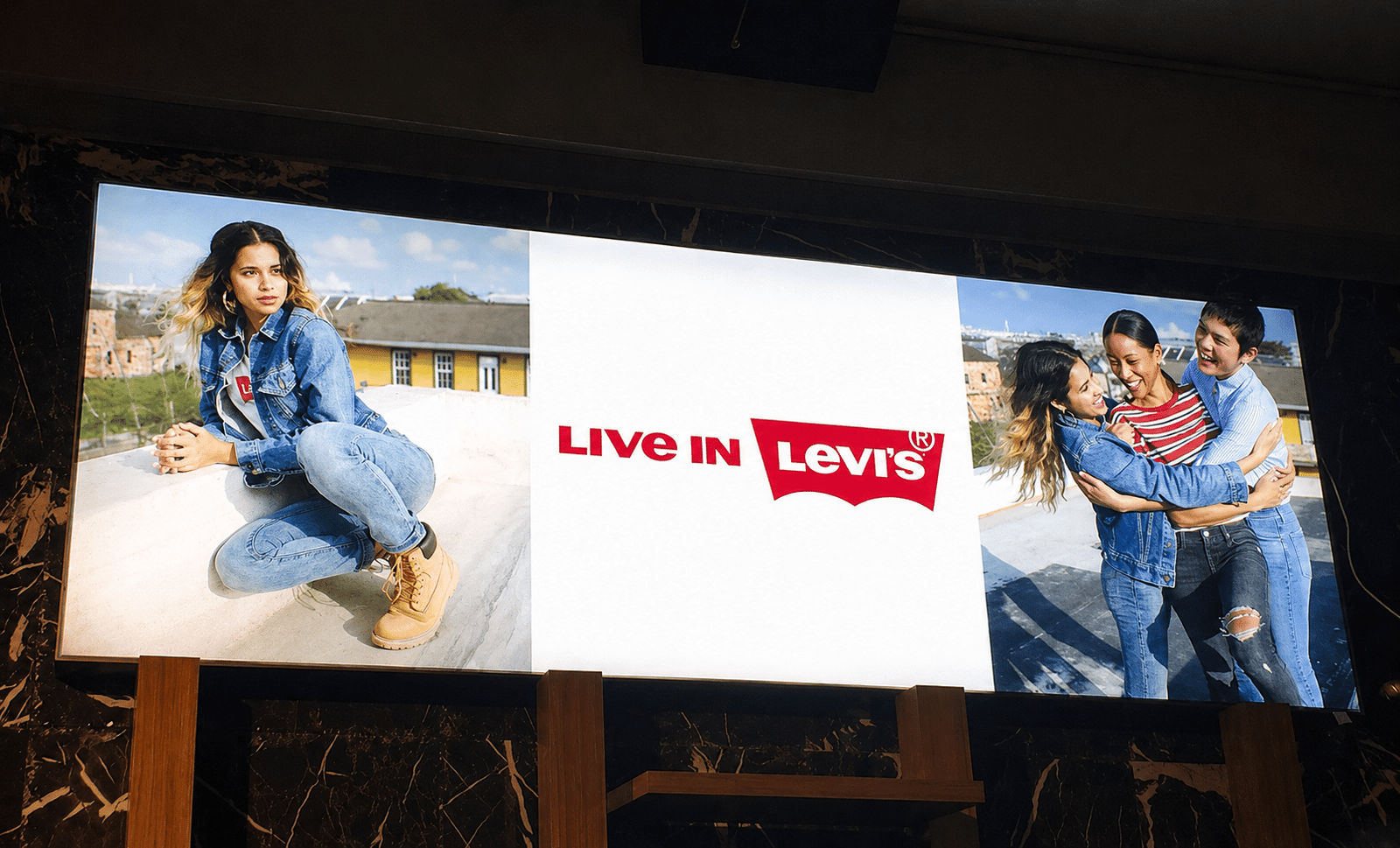 LED-Textilspannrahmen für Levis Werbung