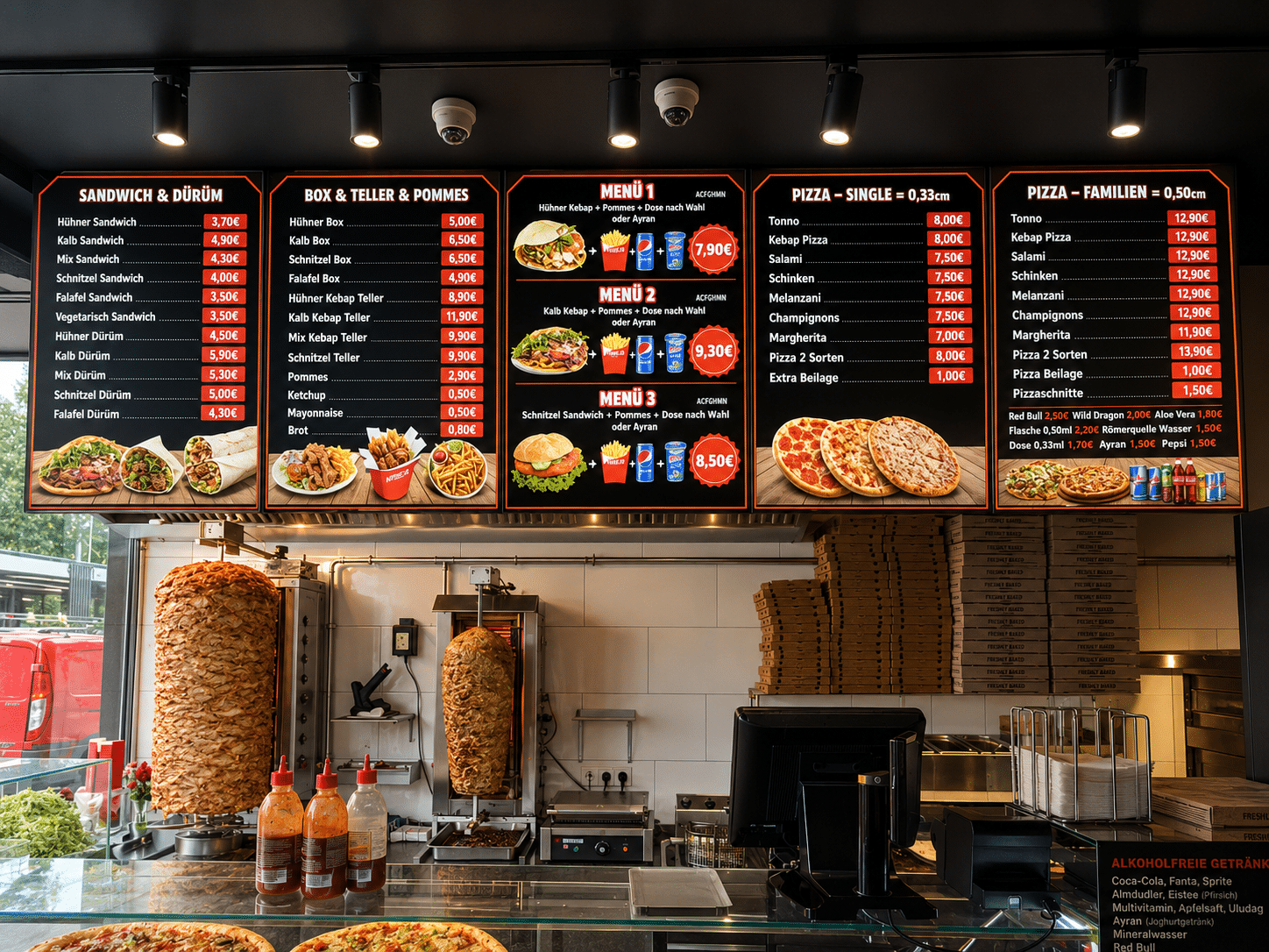 LED-Textilspannrahmen Menüboard für Gastronomie