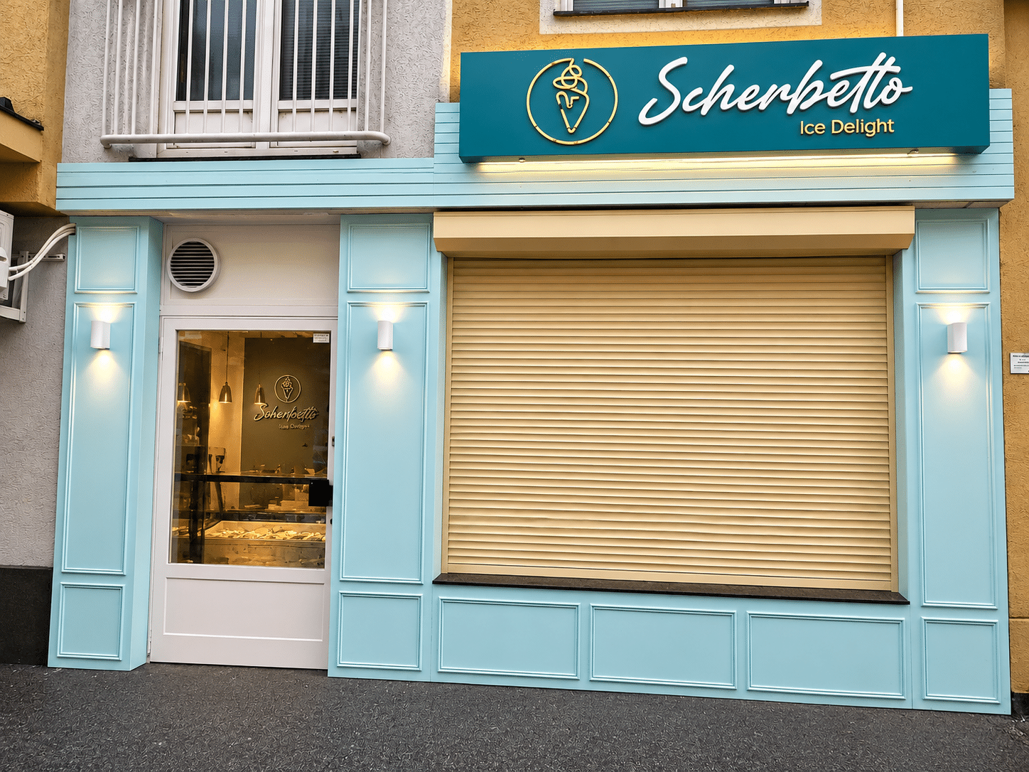 3D-Buchstaben für Scherbetta Geschäftsfassade