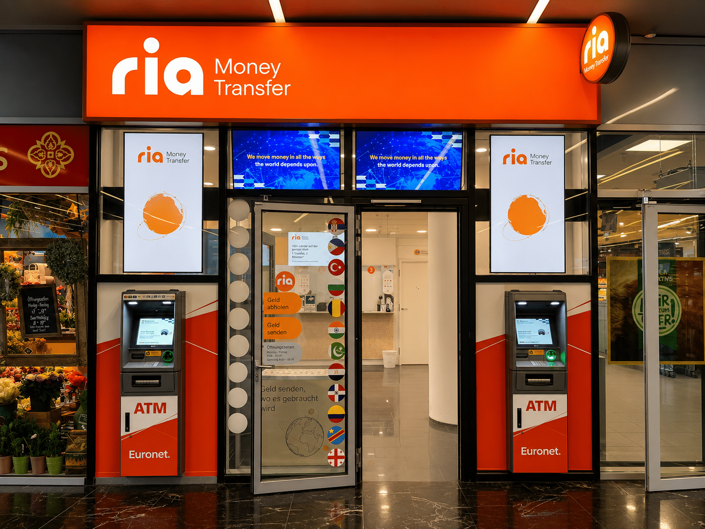 Leuchtkasten für Ria Money Transfer Geschäft