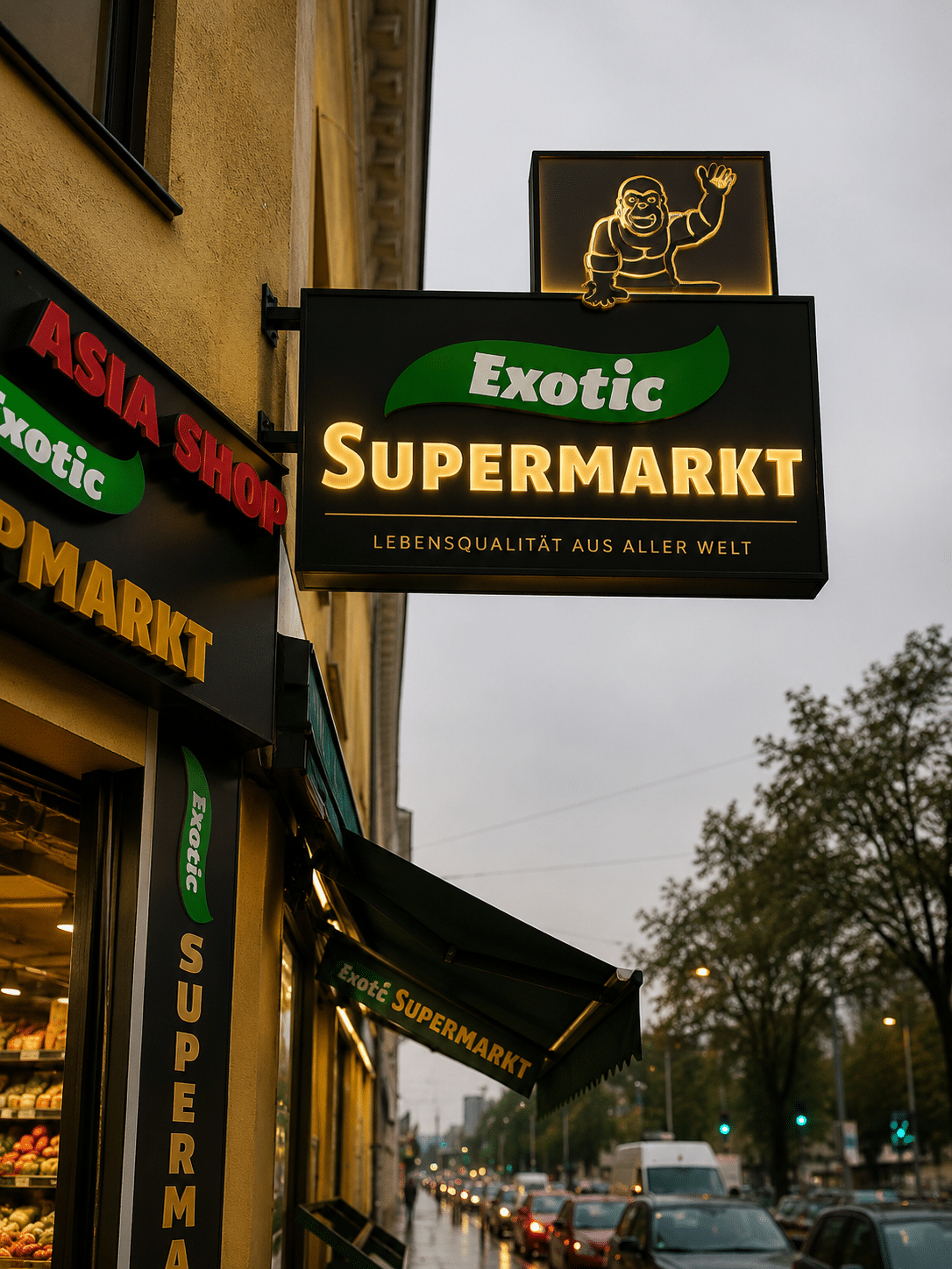 Exotic Supermarkt Werbeschild