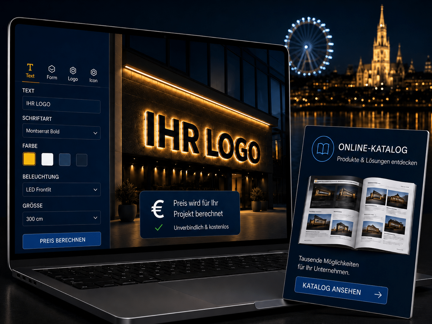 Lichtwerbemarkt Online Gestaltung und Preisberechnung
