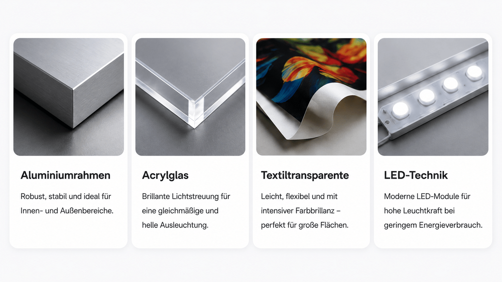 Materialien für Leuchtkästen und Leuchttransparente